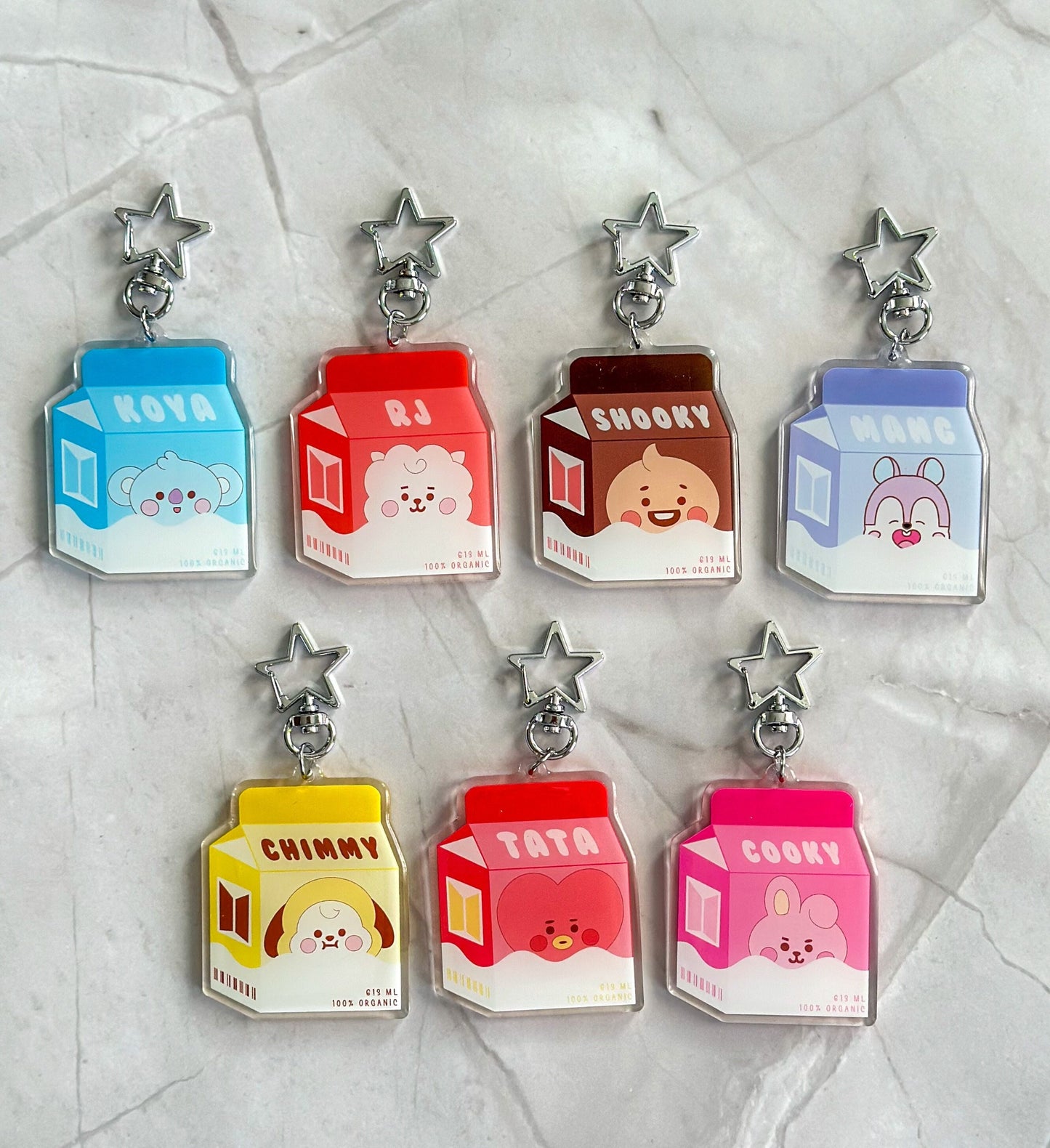 BTS BT21 Milk Carton Acrylic Keychains