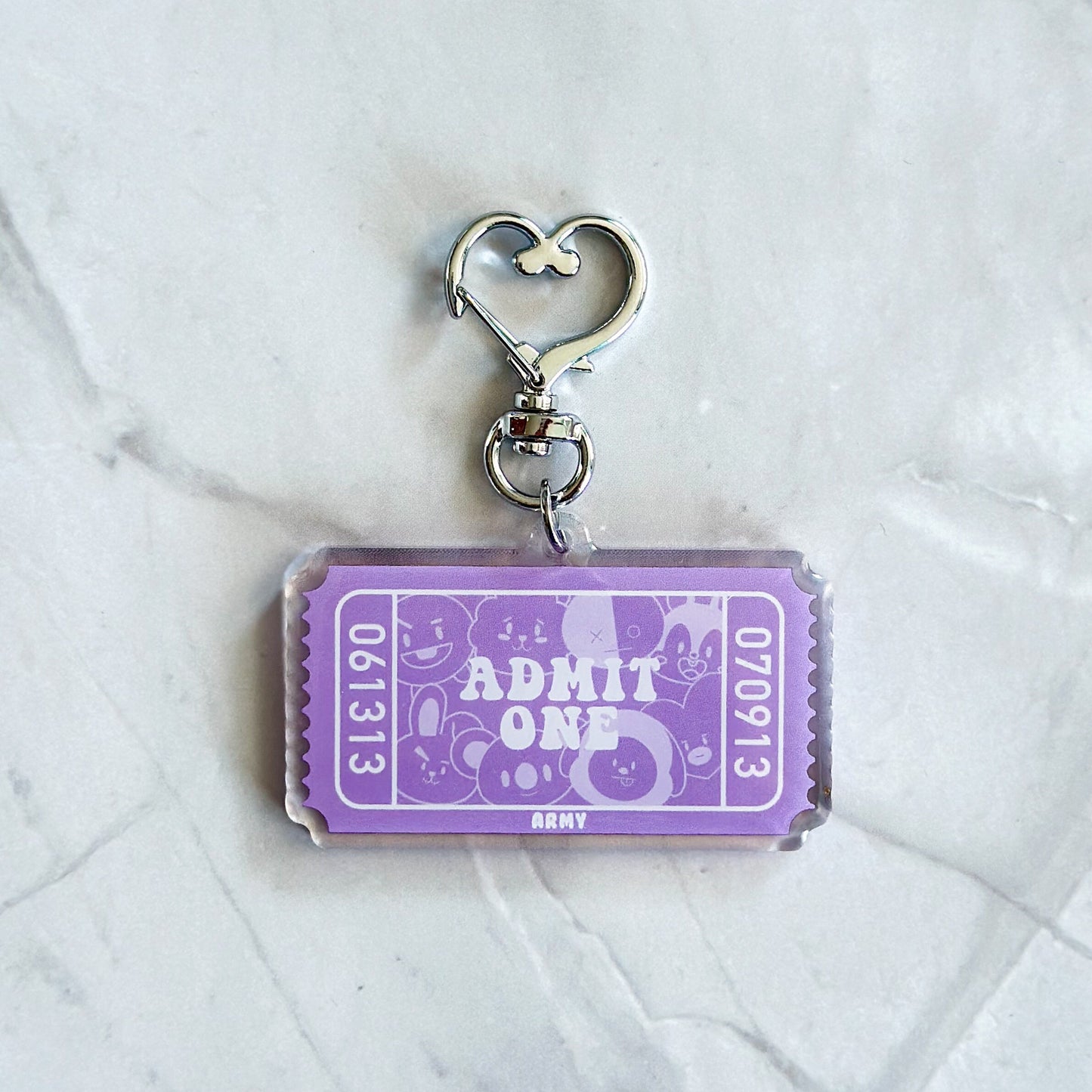 BTS BT21 Admit One Ticket Acrylic Keychain