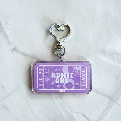 BTS BT21 Admit One Ticket Acrylic Keychain