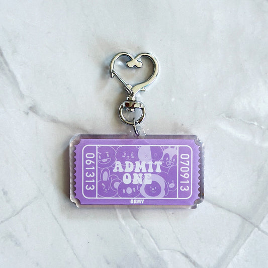 BTS BT21 Admit One Ticket Acrylic Keychain