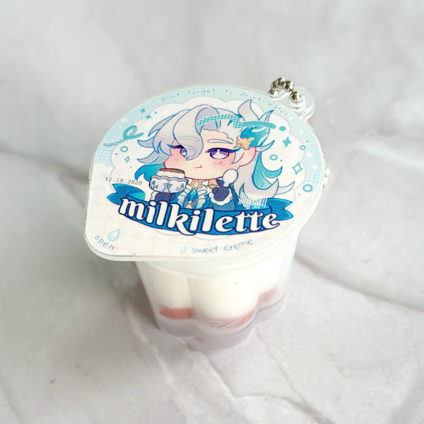 Neuvillette Squishy Pudding Cup Keychain Charm