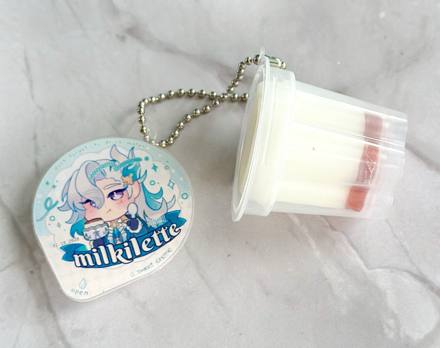 Neuvillette Squishy Pudding Cup Keychain Charm