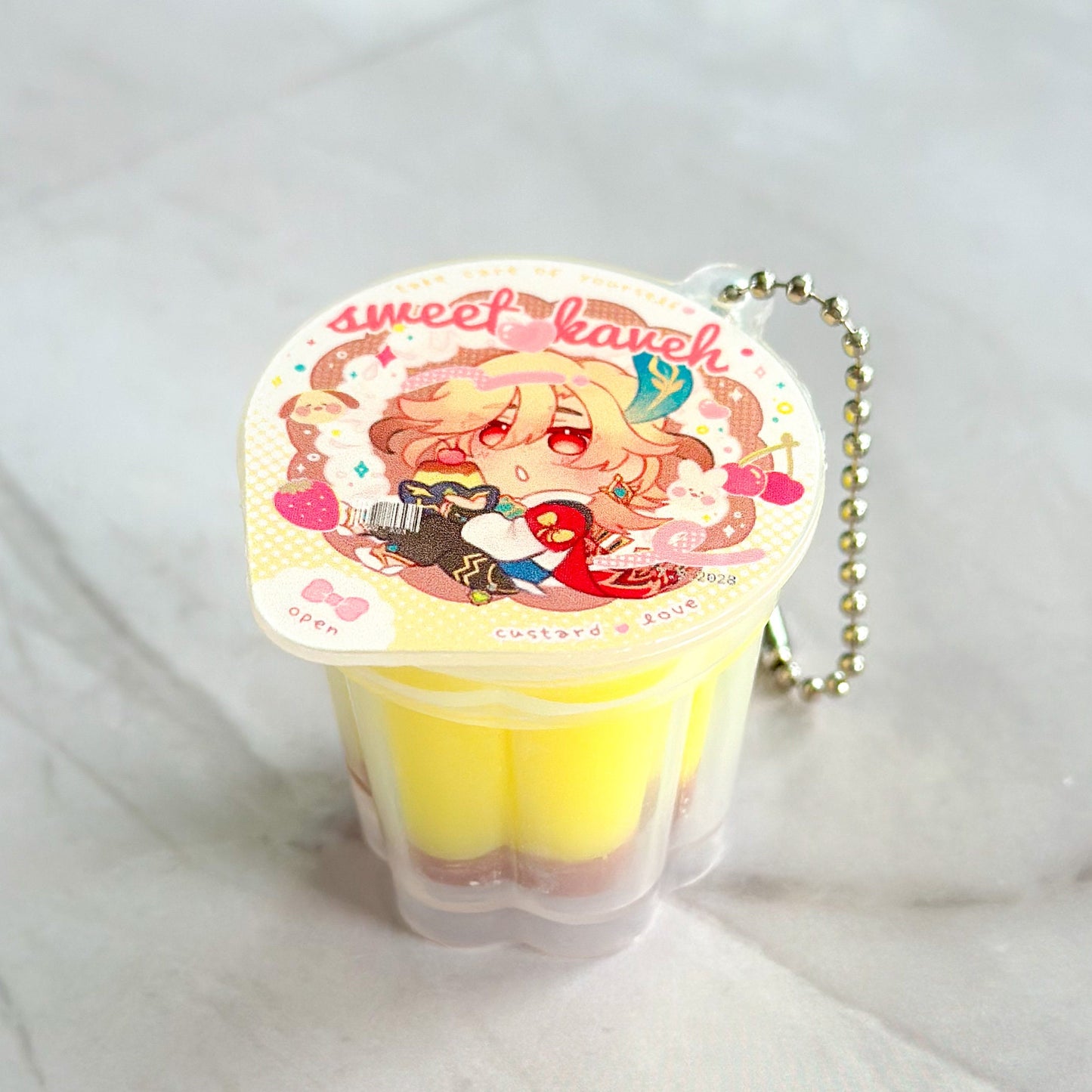 Kaveh Squishy Pudding Cup Keychain Charm