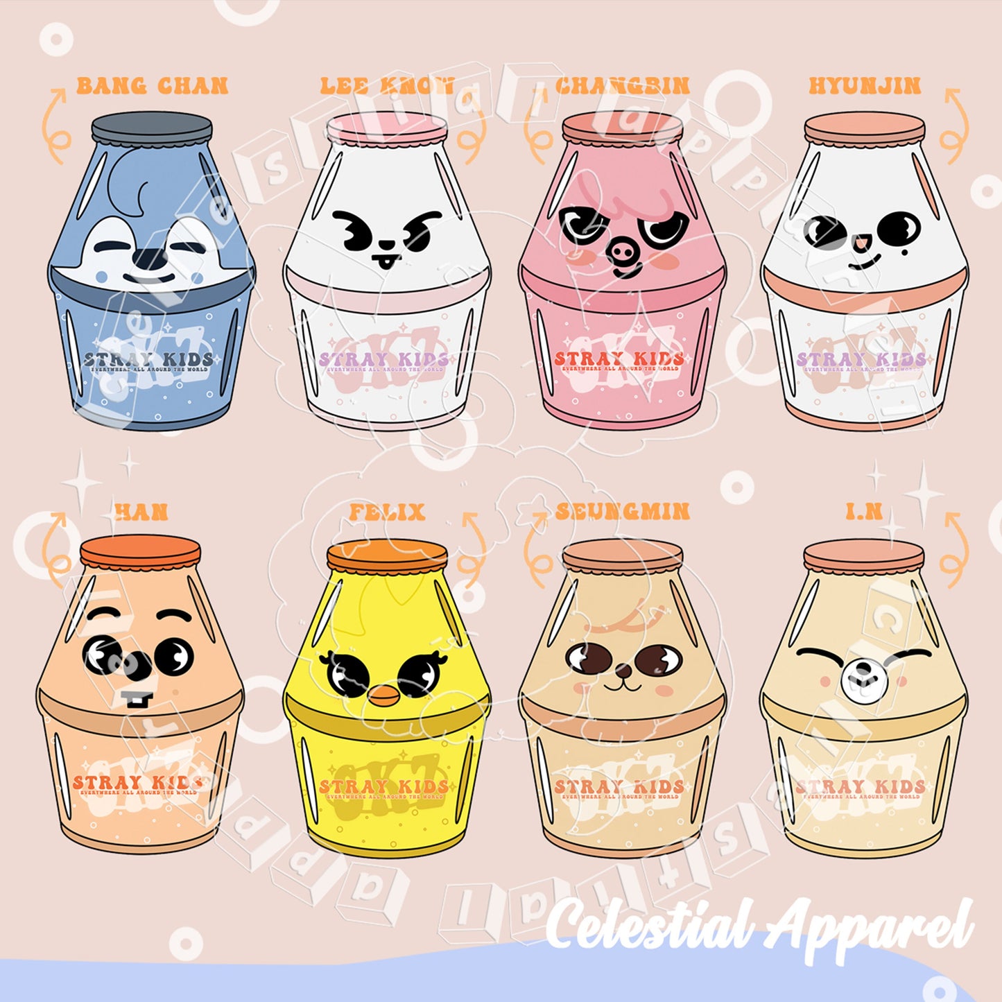 Stray Kids SKZOO Acrylic Bottle Keychains