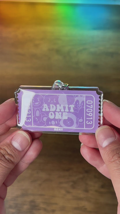 BTS BT21 Admit One Ticket Acrylic Keychain